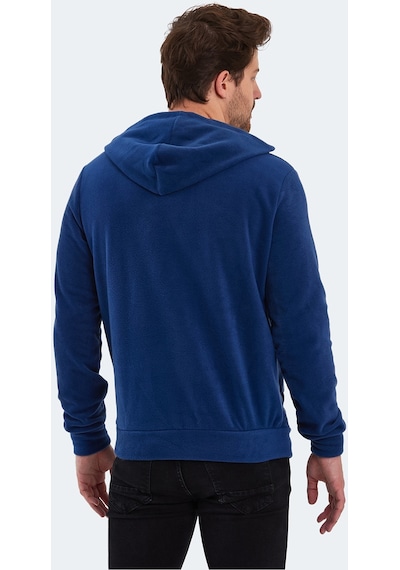 Slazenger SAMSON IN Erkek Fermuarlı Kapüşonlu Cepli Indigo Polar