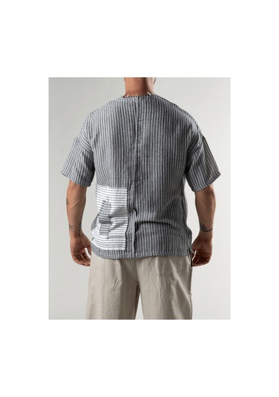 Cocopelli Siyah Çizgili Patch Bohem Erkek T-shirt Coc3289