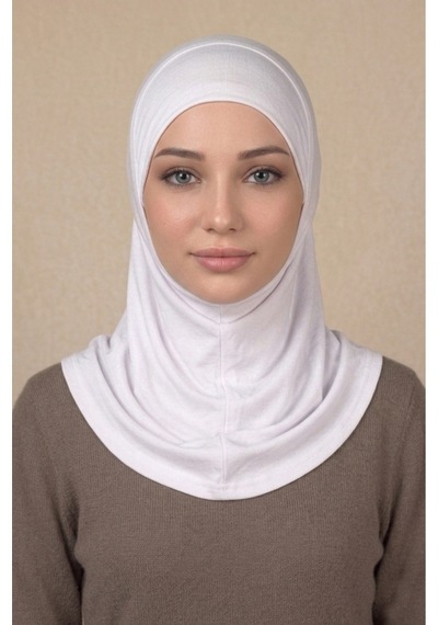 Sonbaharmoda Hazır Türban Pratik Kaymaz Tesettür Eşarp Viskon Likralı Rahat Günlük Ve Namaz İçin Hijab Beyaz