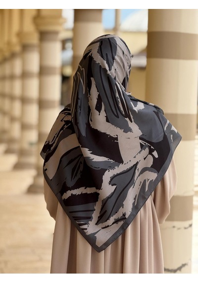 Qalortex Scarf Pamuklu Soft Âmine Desen Eşarp-siyah/gri