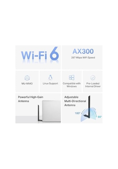 Ma14h Ax300 Wi-fi 6 Kablosuz Usb Adaptör Yüksek Kazançlı Anten Dahili Sürücü Tak Çalıştır Windows Ve Linux Uyumlu Güçlü Sinyal Alıcı Masaüstü Ve Laptop Wi-fi Alıcı