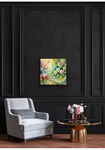 İlkbahar Mevsimi Kanvas Tablo 60x60cm Çok Renkli