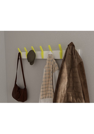 Hepsi3boyutlu Modern Duvar & Kapı Kanca Askılık - 7 Adet Sarı Kanca Askılık - Model No : 3 Sarı