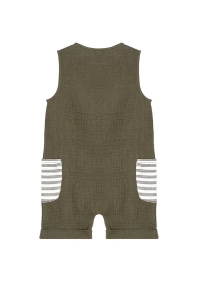 Denokids Erkek Bebek Çocuk Yeşil Müslin Tulum Renkli Çok Renkli