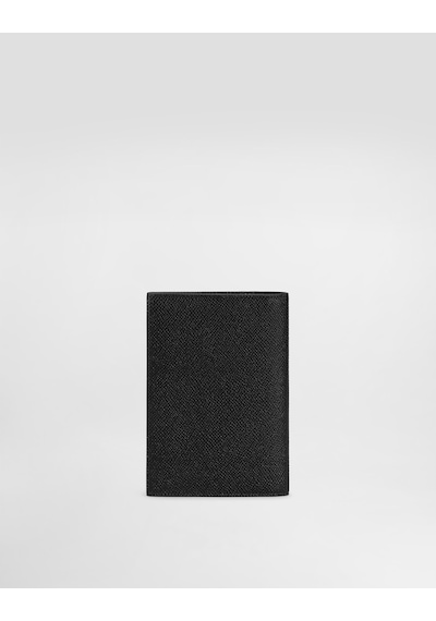 Dolce & Gabbana Logo Calfskin Passport Cover Siyah