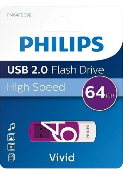 Philips Vivid Serisi 64gb Usb 2.0 High Speed Flash Bellek Fm64fd05b/00 1 Adet