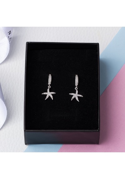 Deniz Yıldızı Model Zirkon Taşlı 925 Ayar Gümüş Kadın Küpe Gümüş