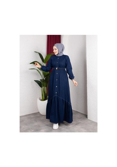 Hb Harma Time Butik Kadın Düğmeli Kuşaklı Denim Koyu Kot Mavi Elbise Koyu Mavi Koyu Mavi Hb Harma Time Butik Kadın Düğmeli Kuşaklı Denim Koyu Kot Mavi Elbise Koyu Mavi Koyu Mavi