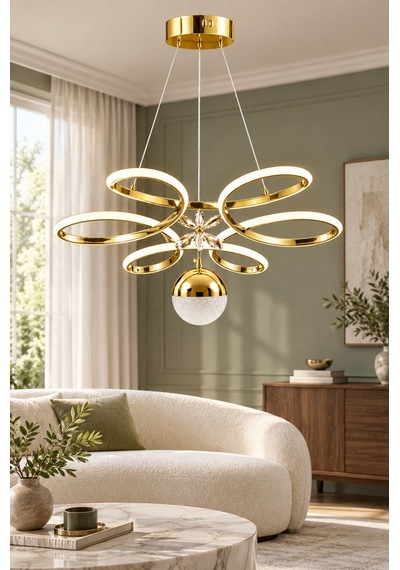 Papatya Büyük Modern Ledli Avize 3 Renk Power Ledli Gold Kaplama Yatak Odası Salon Mutfak