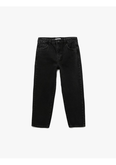 Koton Cep Detaylı Rahat Kesim Pamuklu Denim Pantolon Siyah 6wkb40014td