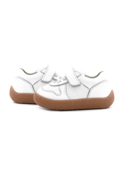 Rakerplus Bob Hakiki Deri Beyaz Barefoot Cırtlı Lastikli Bebek Sneaker Ayakkabı Beyaz