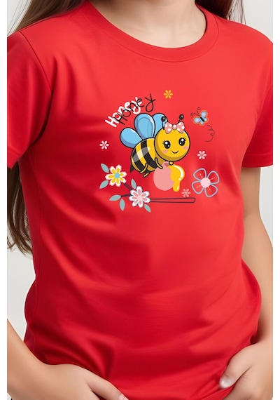 Fyk Kids Kız Çocuk Honey Baskılı Tişört Kırmızı