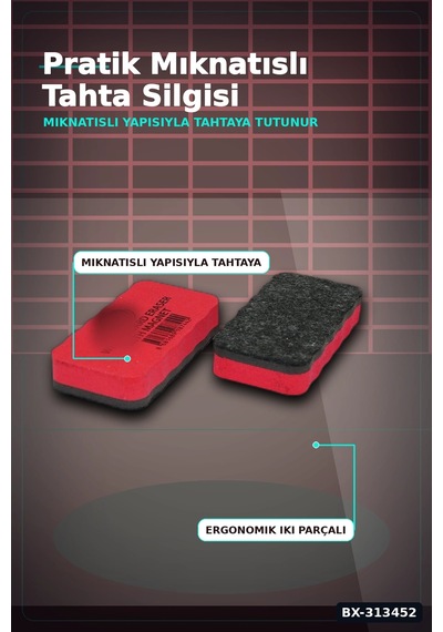 Renkli Eva Sünger Tutacaklı 40 Adet Mıknatıslı Tahta Silgisi - Sınıf Kullanımına Uygun Bx-313452 Çok Renkli