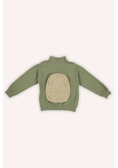 Erkek Çocuk Çanta Detaylı Haki Sweatshirt 7755920 2421BK08016