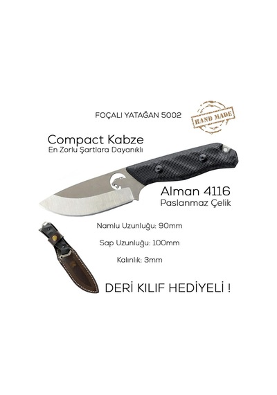 Foçalı 5002 Yatağan El Yapımı 19cm Kompakt Av Kamp Bıçağı Çok Renkli