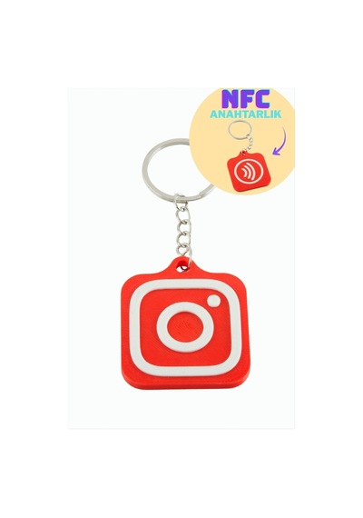 Instagramlogolu - 706 - 3d Baskılı Nfc - Csmo-tex - Anahtarlık Kırmızı