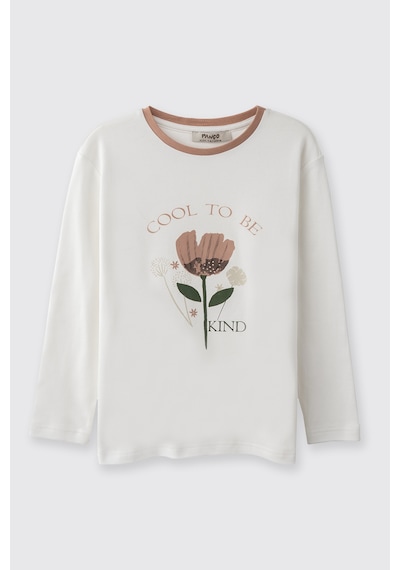 Panço Kız Çocuk Çiçek Desenli Pijama Takımı Bej