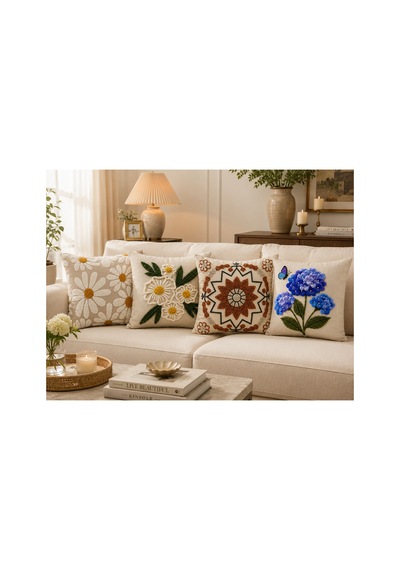 4'lü Dekoratif Kırlent Kılıfı Seti - Mavi Ortanca, Papatya Ve Bohem Mandala Desenli 43x43 Cm, Dijital Baskı, Gizli Fermuar Çok Renkli Çok Renkli 4'lü Dekoratif Kırlent Kılıfı Seti - Mavi Ortanca, Papatya Ve Bohem Mandala Desenli 43x43 Cm, Dijital Baskı, Gizli Fermuar Çok Renkli Çok Renkli