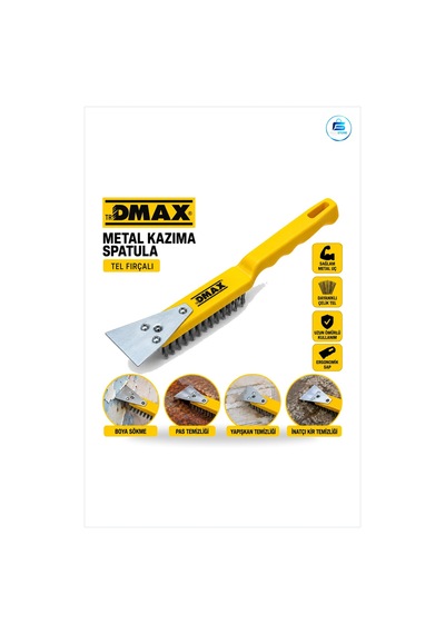 Metal Kazıma Spatula 270 Mm Çelik Tel Fırça 2in1 Boya Sökme Pas T