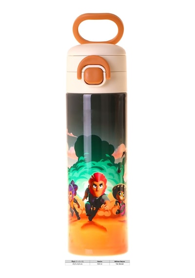 Kaukko Kids 520 Ml Aviator Baskılı Siyah Erkek Çocuk Çelik Termos Matara Çift İçim Kilitli Kapak - L5427