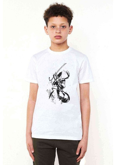 Tshirthane Samurai Jack Baskılı Unisex Çocuk Beyaz T-Shirt (534798199)
