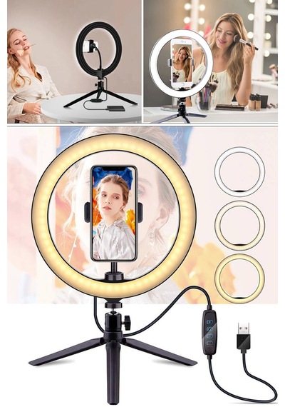 Ring Light Sürekli Işık 8 Inch Halka Işık Youtuber Video Makyaj Kuaför Işığı 20 Cm