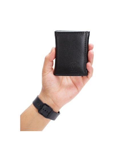 Newish Polo Erkek Deri Kağıt Para Hazneli Kartlık Ve Cüzdan New426 Siyah