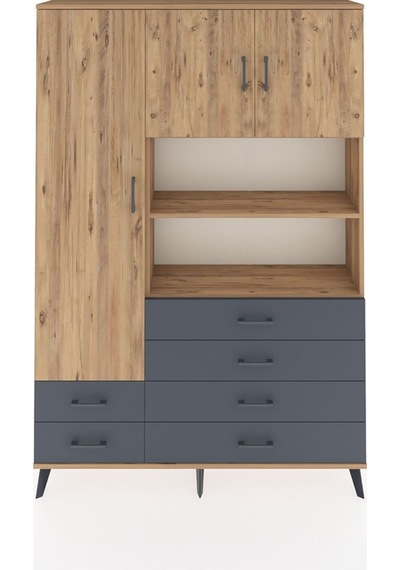 Arges Dolap 8 Raflı 6 Çekmeceli 3 Kapaklı 132x30x195 Çam-çam/antrasit Atlas Çam/antrasıt Arges Dolap 8 Raflı 6 Çekmeceli 3 Kapaklı 132x30x195 Çam-çam/antrasit Atlas Çam/antrasıt