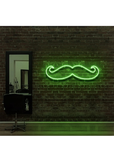 Bıyık Figürlü Neon Tabela Yeşil