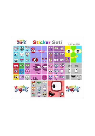Number Blocks Matematik Eğitici Birim Küp Snapcubes /51-100 Mega Paket Sticker 90 Pcs