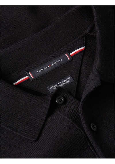 Tommy Hilfiger Pıma Org Ctn Cashmere Ls Polo Erkek Siyah Kazak - Mw0mw36519