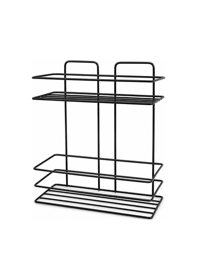 K13-014 2 Katlı & Dikdörtgen Siyah Metal Banyo Köşelik & Duşkabin Raf & Şampuanlık 12'li Paket