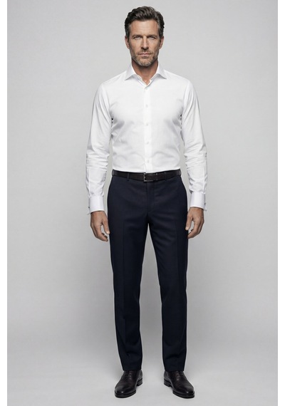 Bisse İtalyan Regular Fit Double Manşet Pamuk Beyaz Erkek Gömlek Gmkls092230019 D01