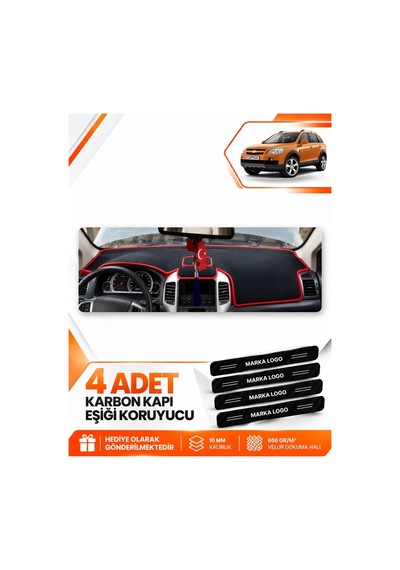 Chevrolet Captiva 2008-2011 Uyumlu Ön Torpido Koruma Kılıfı Halısı Örtüsü - Siyah Kırmızı