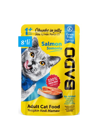 Bado Yetişkin Yaş Kedi Maması Somonlu 85gr 8'li