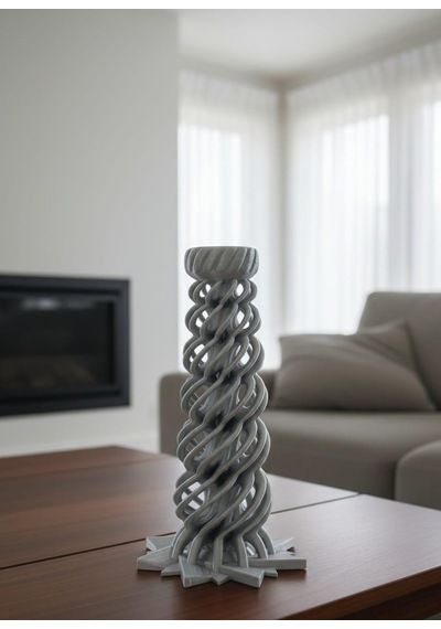 Modern Gümüş Mumluk Şamdan Beyaz - Gümüş