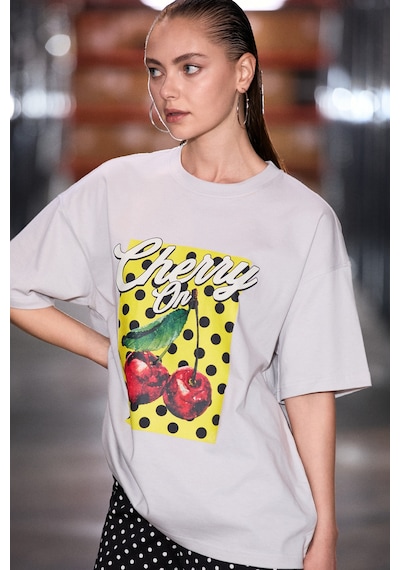 Grımelange Cassıane Kadın Bisiklet Yaka Kısa Kollu Ön Ve Arka Baskılı Regular Gri T-shirt Grımelange Cassıane Kadın Bisiklet Yaka Kısa Kollu Ön Ve Arka Baskılı Regular Gri T-shirt