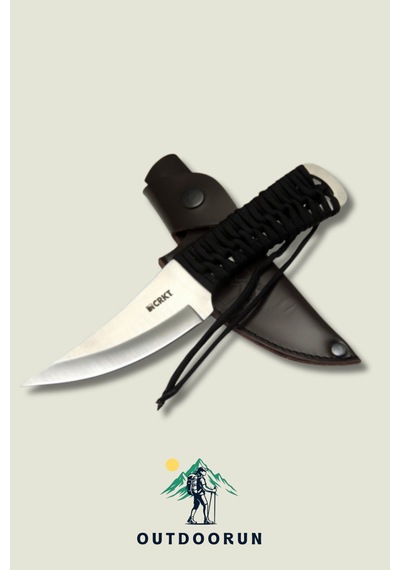 Metal Örme İpli Kamp Bıçak - 22,5 Cm siyah