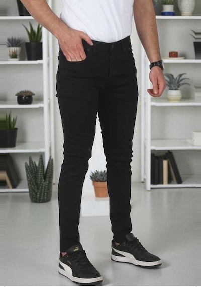 Deepsea Erkek Siyah Skinny Kesim Kot Jean Pantolon 2004157 Siyah