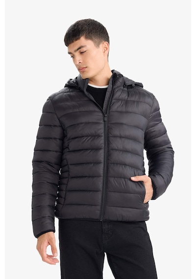 Defacto Su Geçirmez Slim Fit Dar Kesim Kapüşonlu Fermuarlı Şişme Mont N4661az25aubk27 Siyah