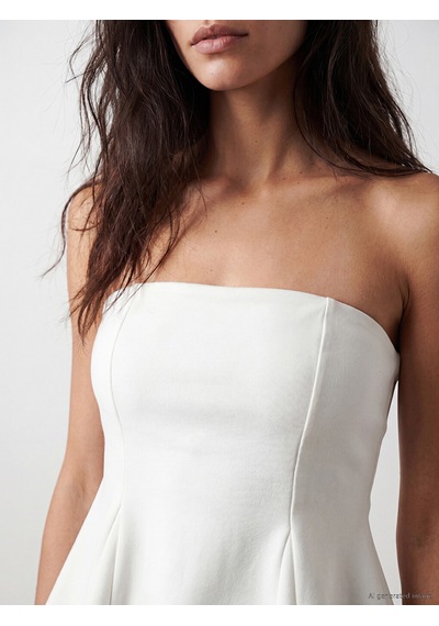 Lcw Vision Beyaz Straplez Yaka Peplum Korse Bluz