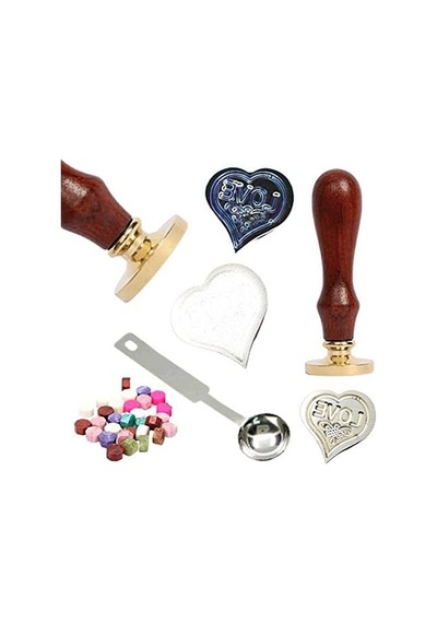 Mektup Damga Mühürü Love Kalp + 30 Mühür Mumu + Eritme Kaşığı Diğer