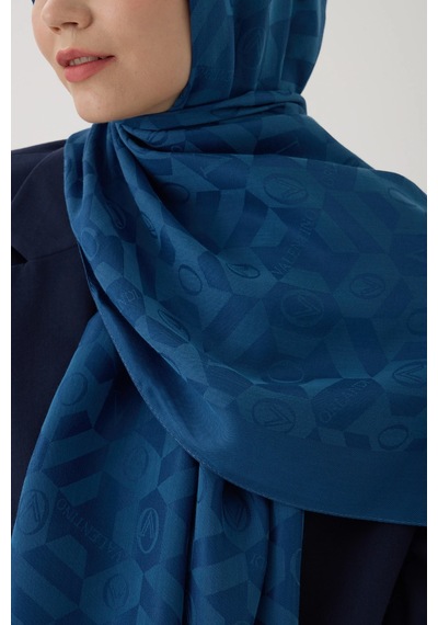 Valentino Orlandi Logo Serisi Monogram Şal - 06244 İndigo