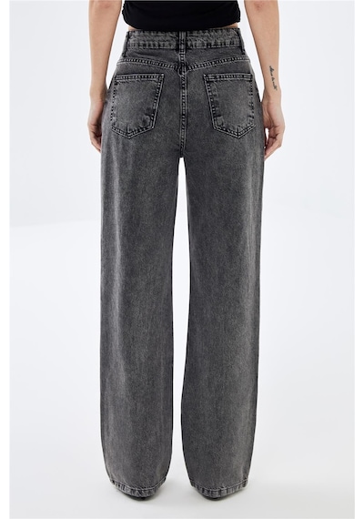 Antrasit Wide Leg Yüksek Bel Jean-antrasit Antrasit
