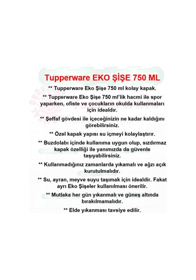 Eko Şişe 750 Ml Matara Suluk Water Bottle Hsgl Su Yeşili Yeşil