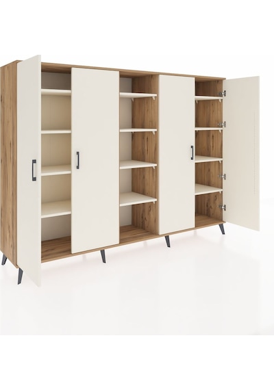 Hyperion Dolap 12 Raflı 4 Kapaklı 220x44x163 Çam-aytaşı Çam-aytaşı