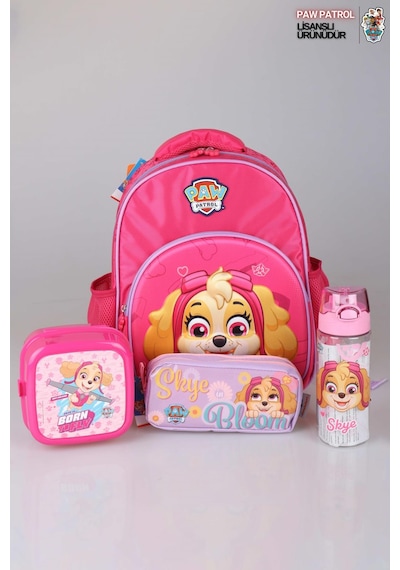 Yeni Sezon Lisanslı Paw Patrol Okulda Macera Koleksiyonu Okul Çantası,kalem Çantası,matara Ve Beslenme Kabı Okul Seti Altın