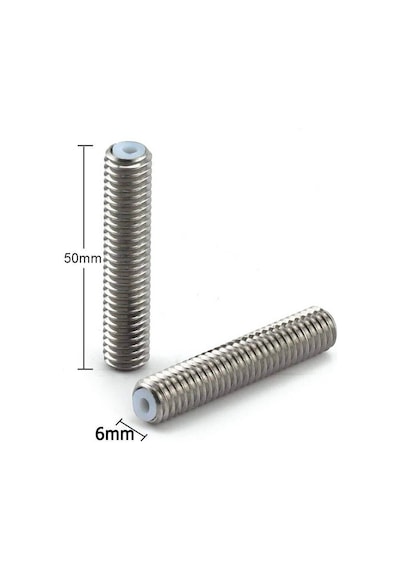 Koodmax 3d Yazıcı M6 Boğaz Ptfe Boru Paslanmaz Çelik Mk8 Besleme Tüpü Memesi Boğazı 50x6mm