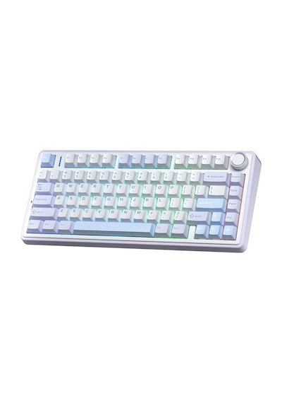 Aula F75 Mekanik Rgb Klavye Tkl Crescent Switch Tri Mode Kablosuz Makrolu Hot Swap Gaming Oyuncu Klavyesi Buz Mavisi