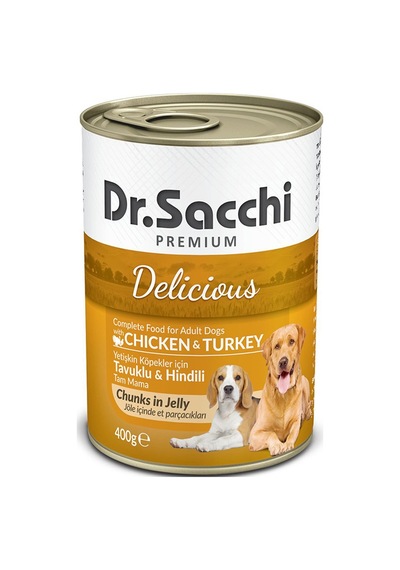 Dr.Sacchi Premium Delicious Tavuklu ve Hindili Konserve Yetişkin Köpek Maması 400 G